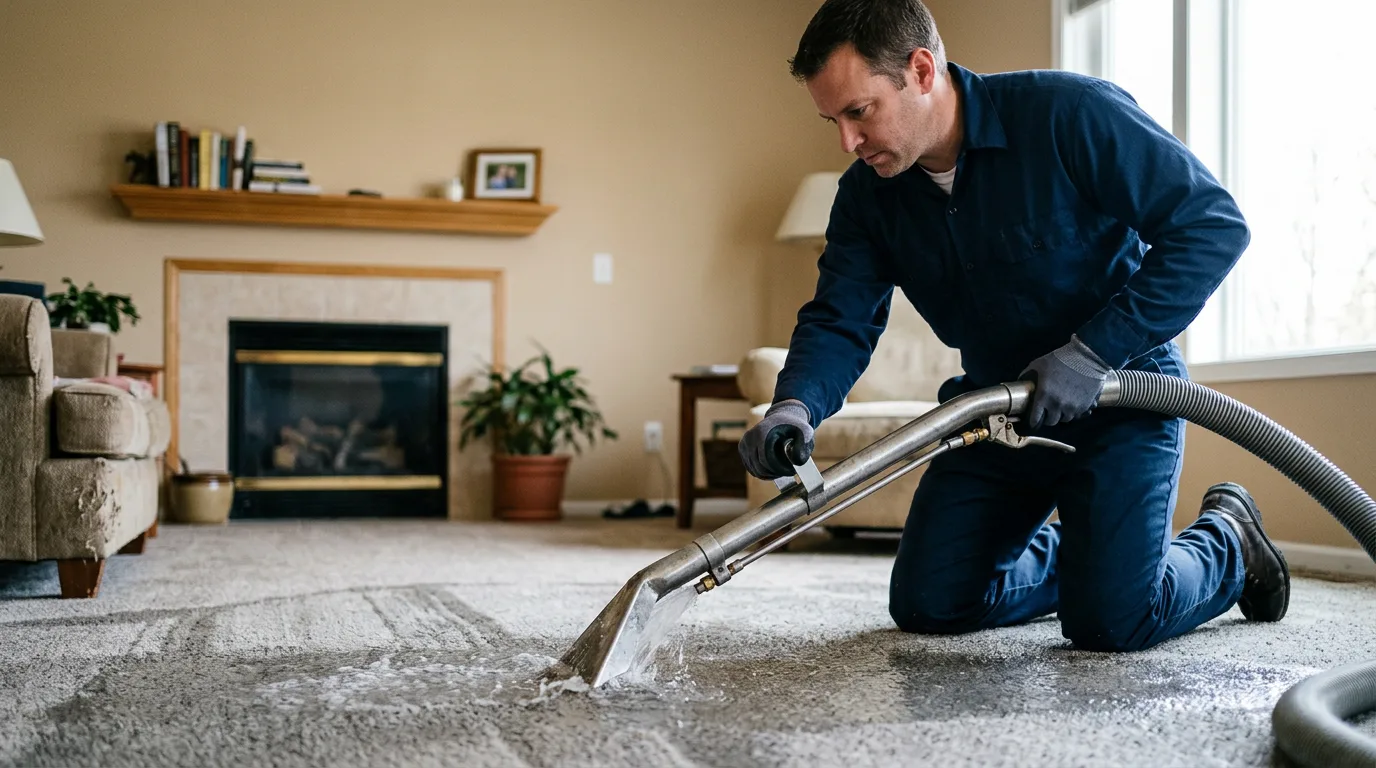 Water damage restoration technician working near Centralia, MO